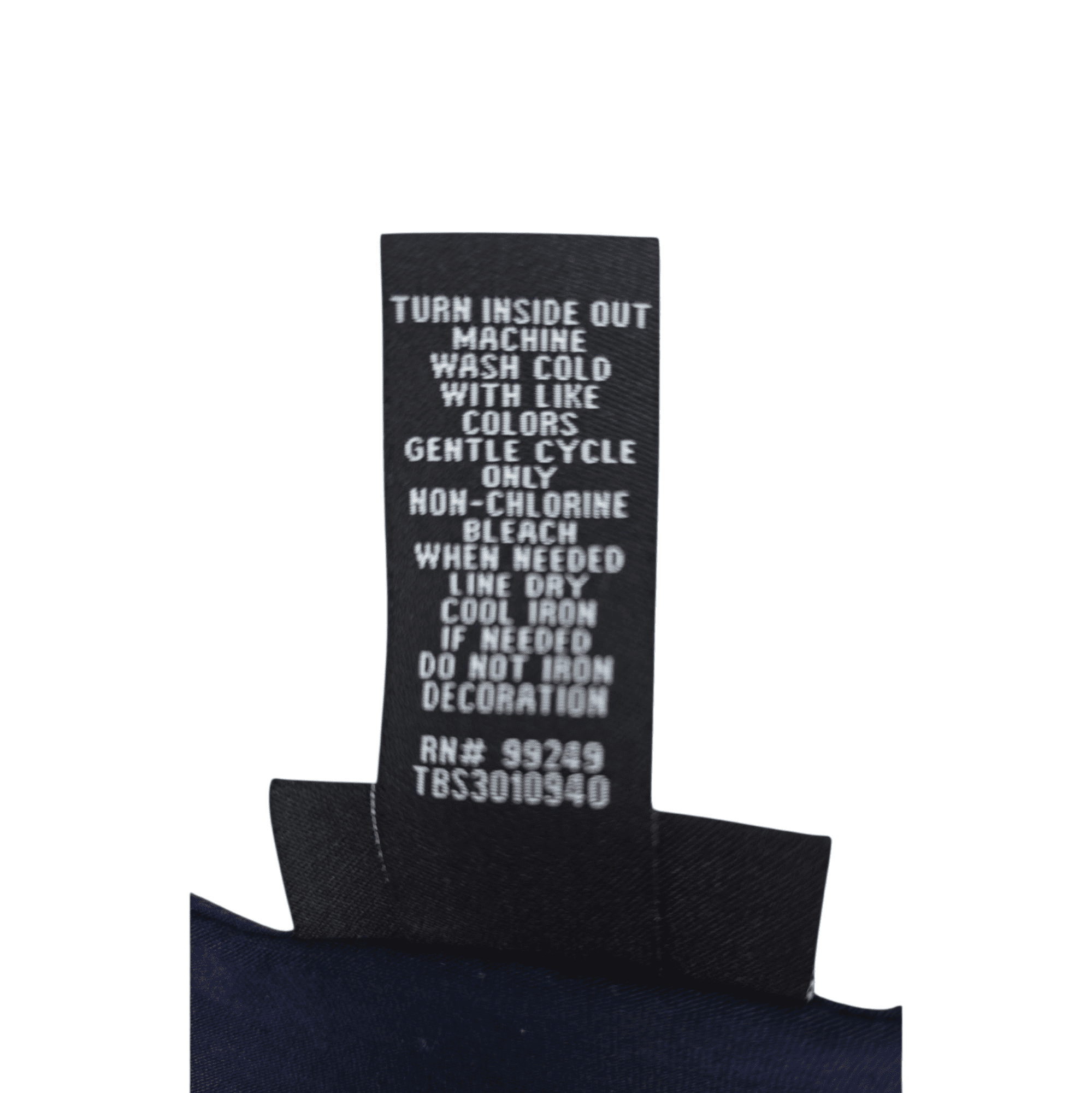 Fig & Flower yellow embroidered lace-back top care instructions tag