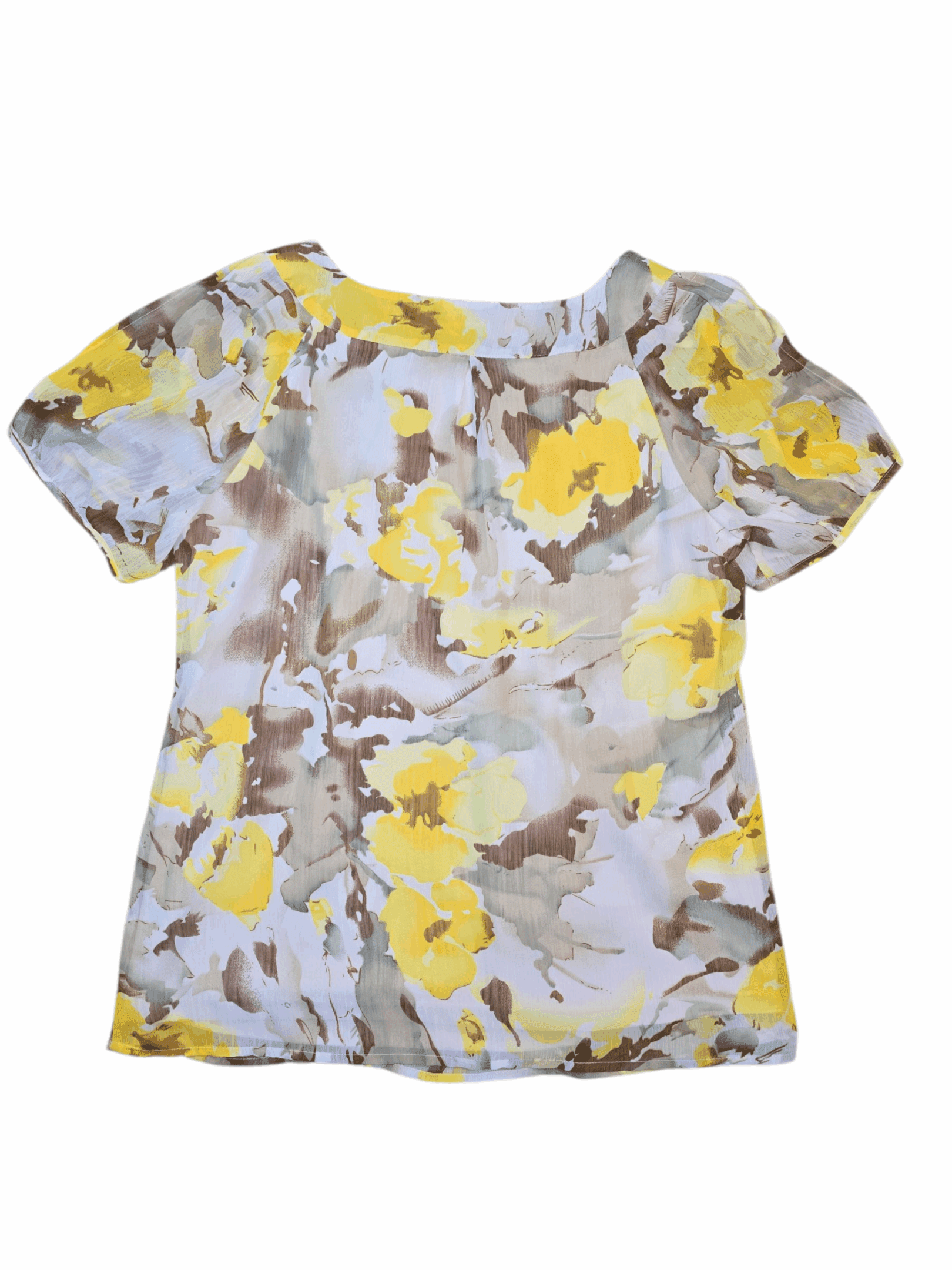 Back view of Sarah Michelle Woman women’s size 1X floral chiffon pullover top