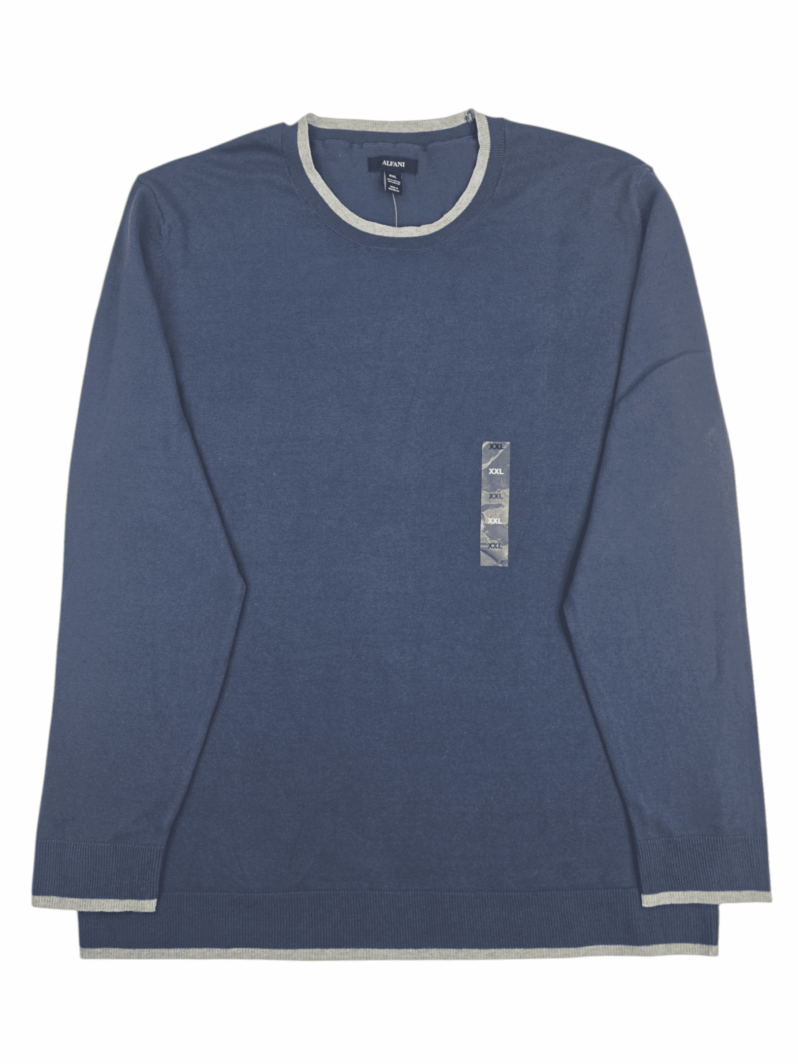 ALFANI men’s size XXL navy blue cotton blend crew neck sweater front view