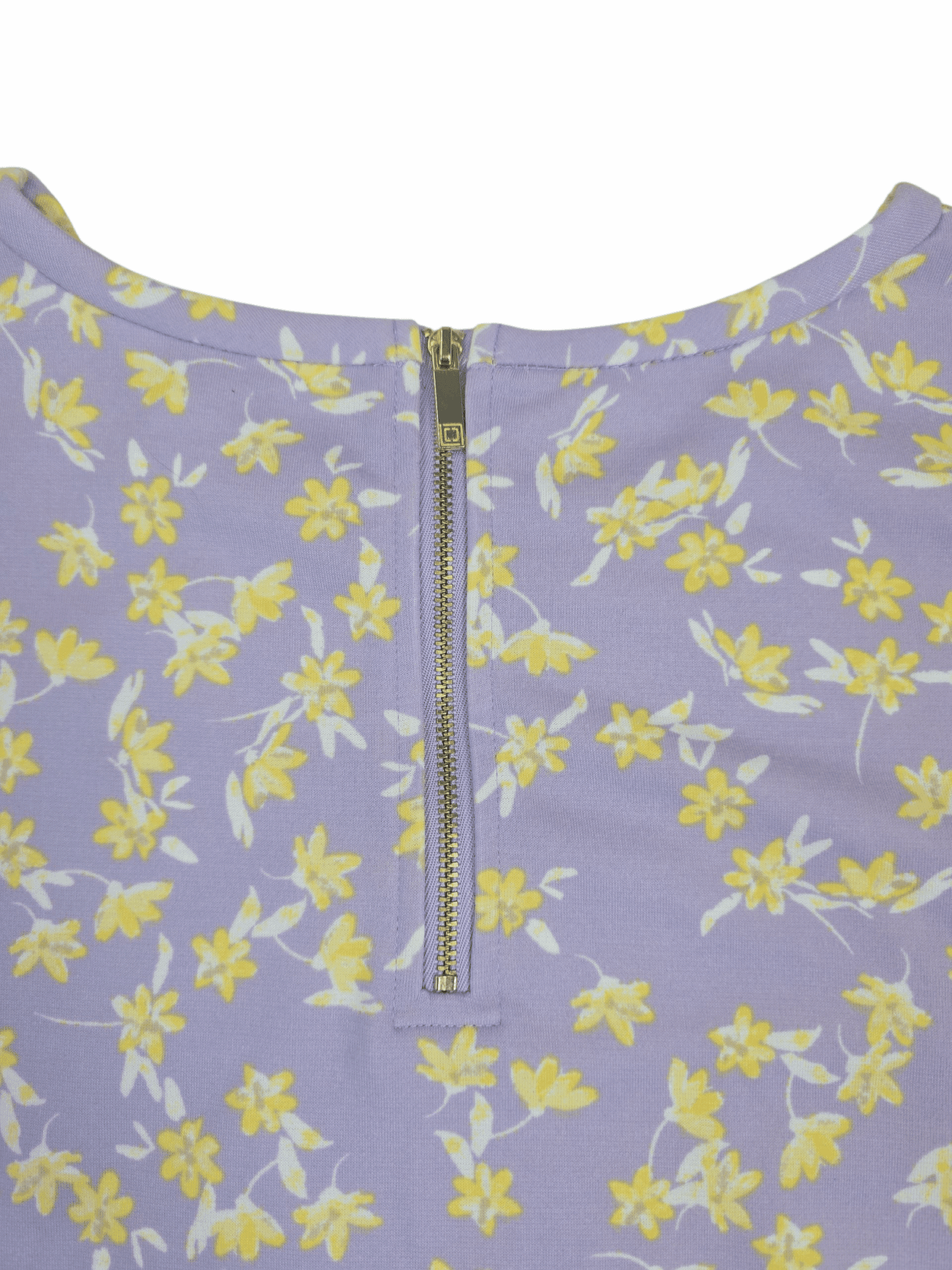 Close-up of back neck zipper closure on Liz Claiborne women’s plus size 2X short sleeve top