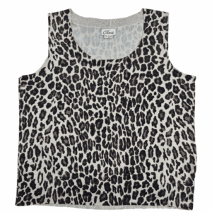 Chaus Women’s 2X sleeveless pullover top front view, animal print