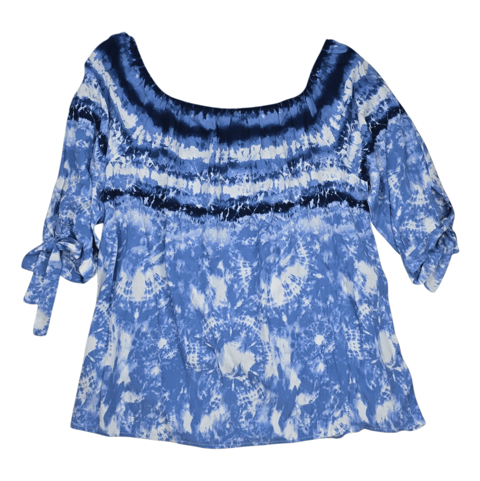 NAIF Blue Tie-Dye On / Off-Shoulder Pullover Top – SIZE 1X - Image 2