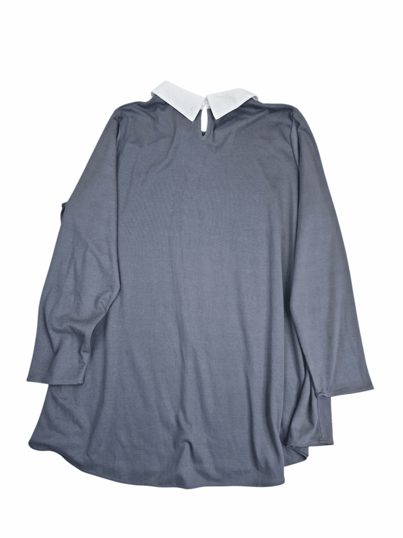 Back view of IMAN women’s size 3X gray knit pullover faux layered top