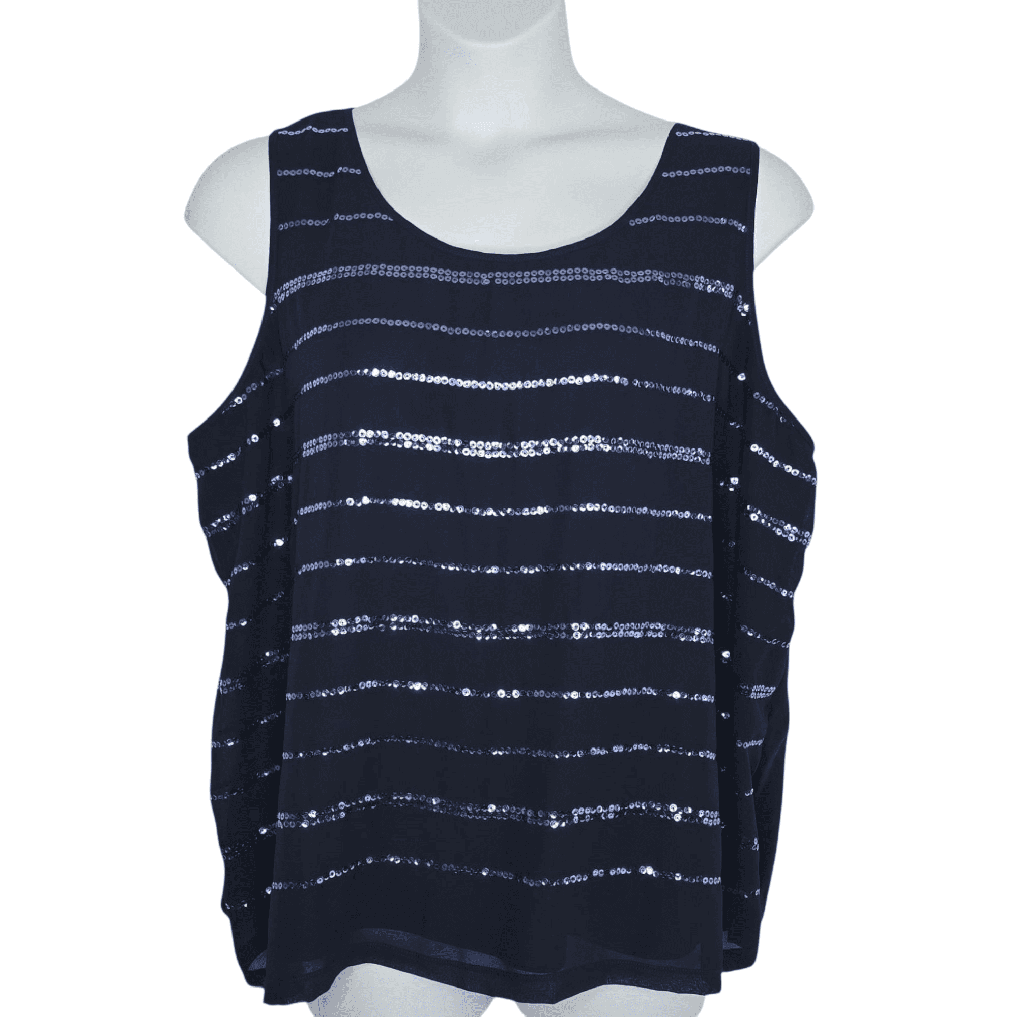 Front view of Fig & Flower yellow embroidered lace-back top women’s size 2X