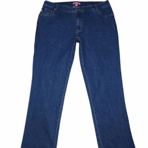 Front view of Woman Within blue denim straight leg jeans size 18W