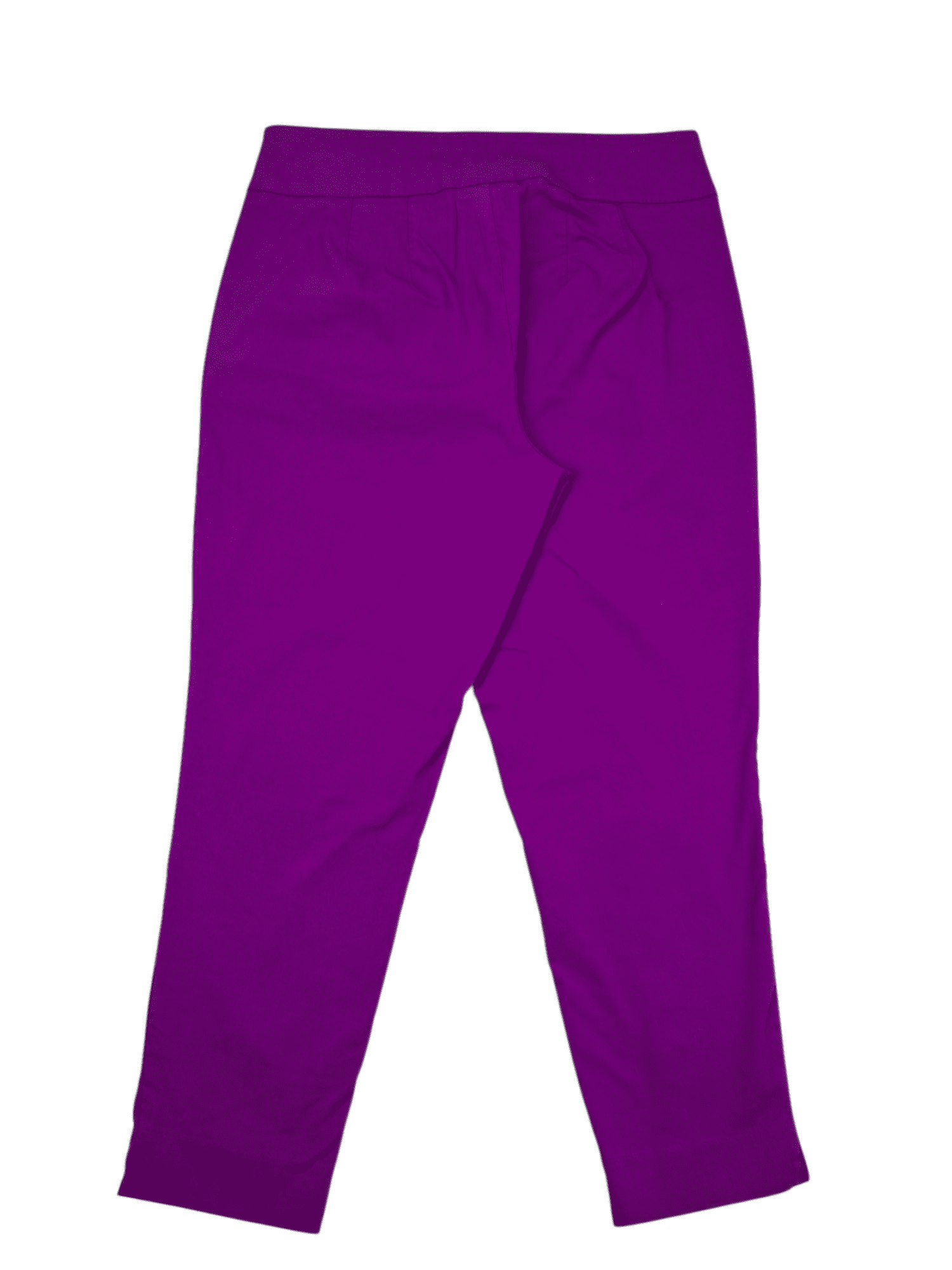 Back view of Lane Bryant magenta pull-on cropped pants with split sides size 16