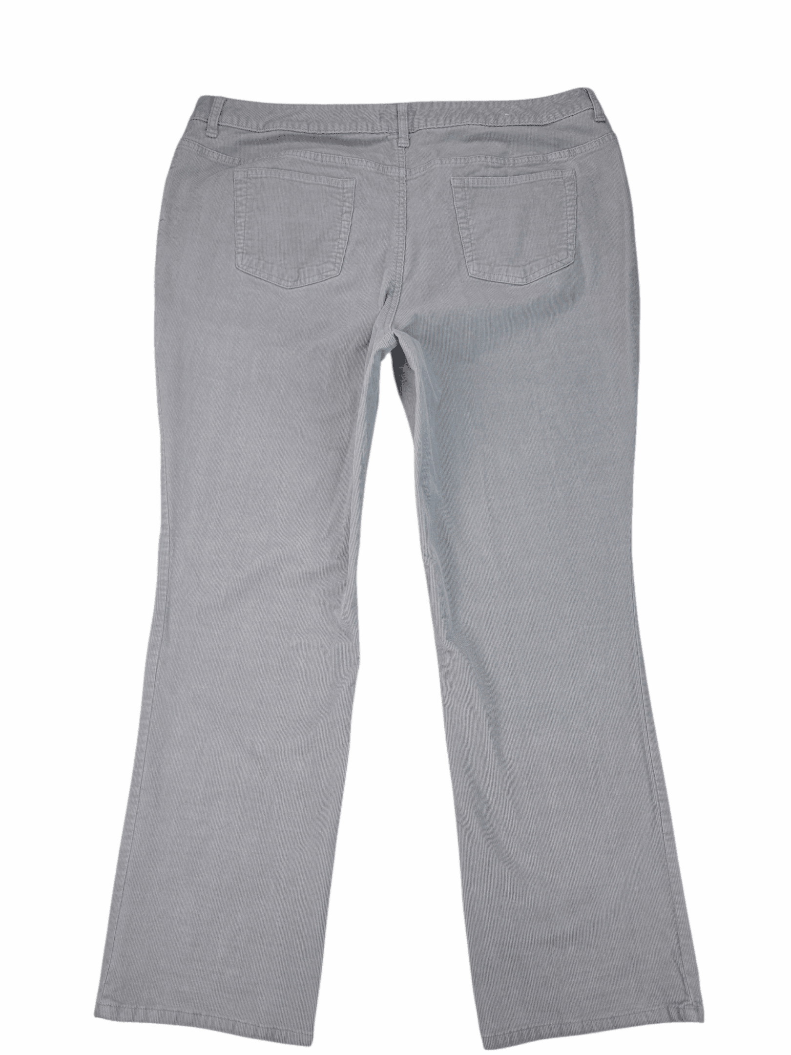 Back View St. John’s Bay Woman Plus Size 22W Light Gray Corduroy Straight-Leg Pants – Stretch Cotton Corduroy for Women