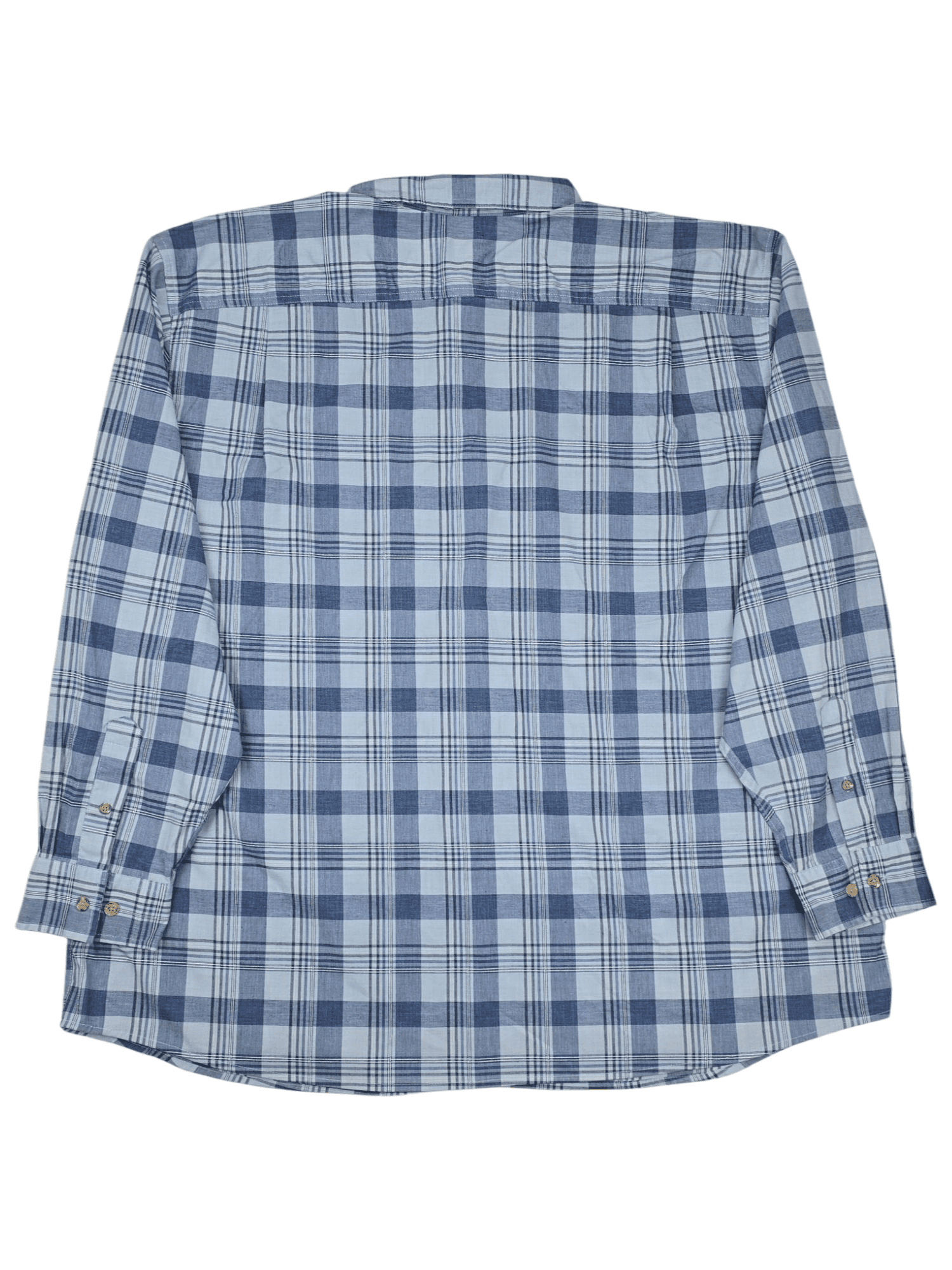 Back view of Ridgecut men’s size 3XL blue checked button-up shirt