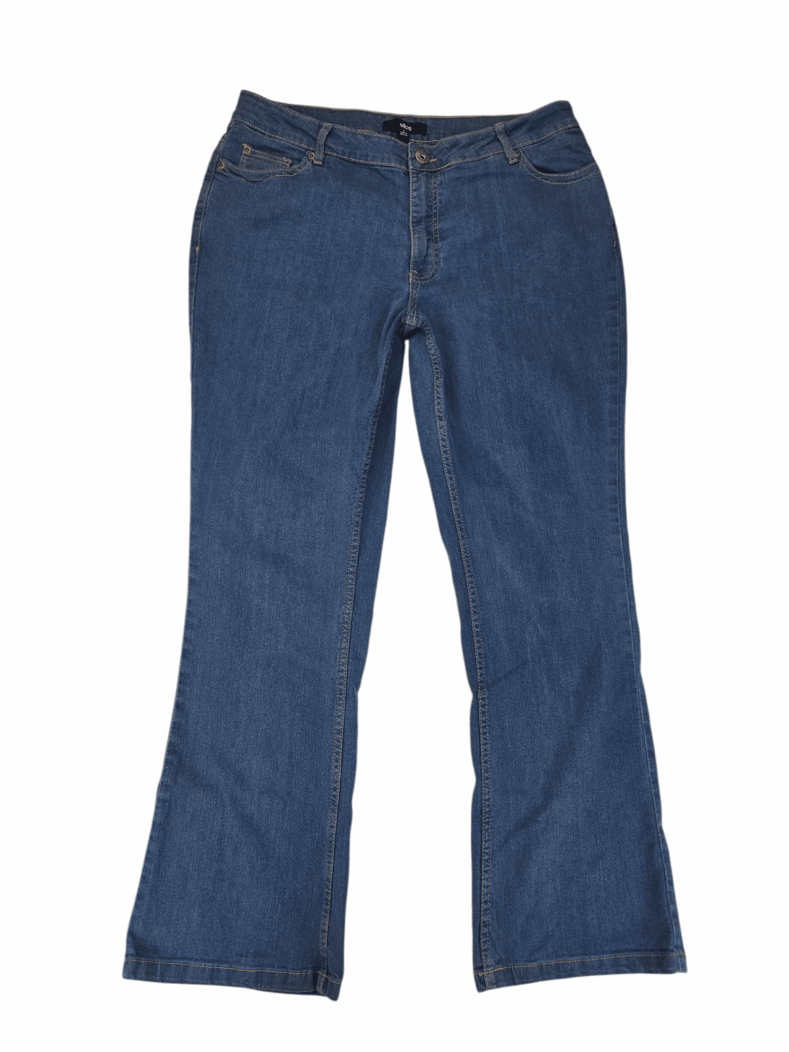 Front view of NWT Ellos blue straight leg denim jeans size 16