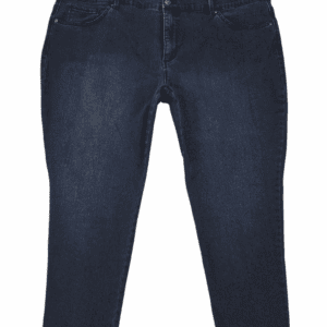 Front view of Gloria Vanderbilt Amanda skinny dark blue jeans with tummy control women’s size 24W short