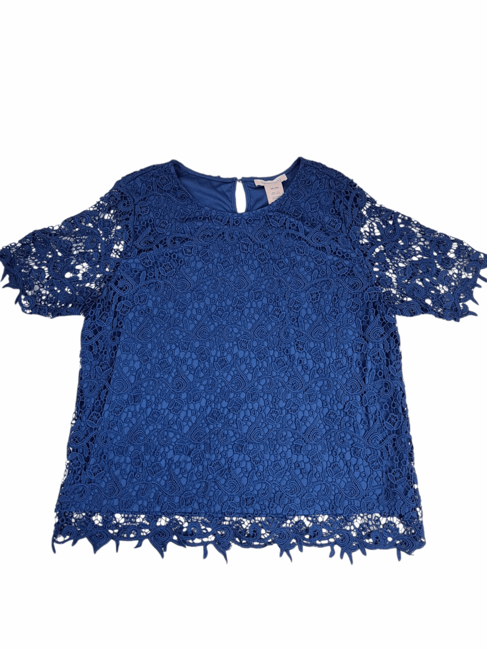 Philosophy Republic Clothing women’s size 2X blue lace overlay top front view