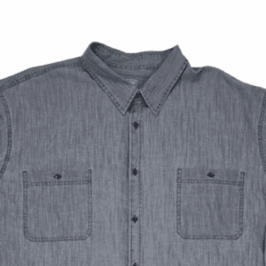 Close-Up of Front Details – The Foundry Young Men’s Gray Button-Up Shirt Size 4XLT
