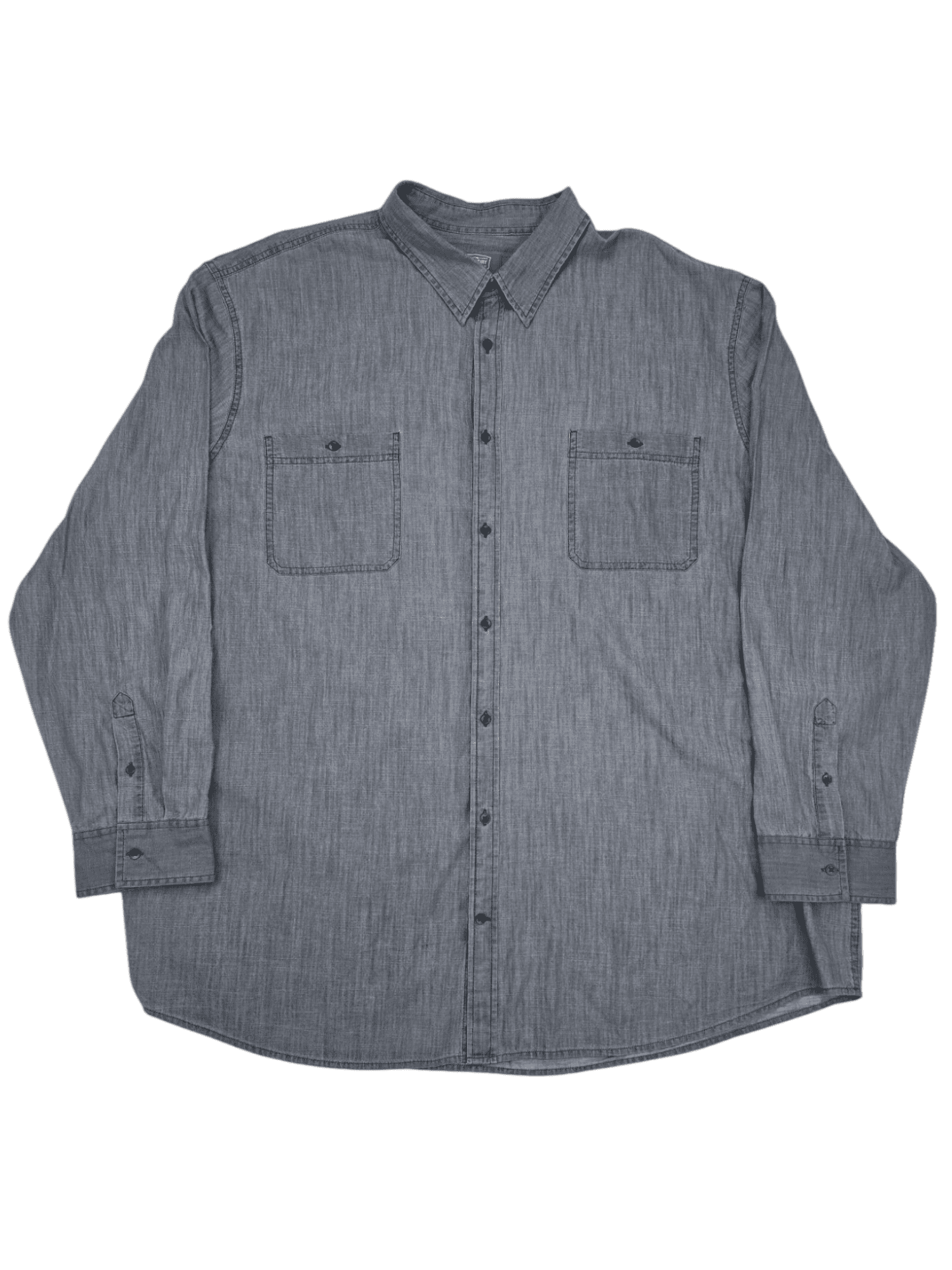 The Foundry Young Men’s Gray Button-Up Shirt Front View Size 4XLT – Big & Tall Long-Sleeve Cotton Blend Casual Shirt