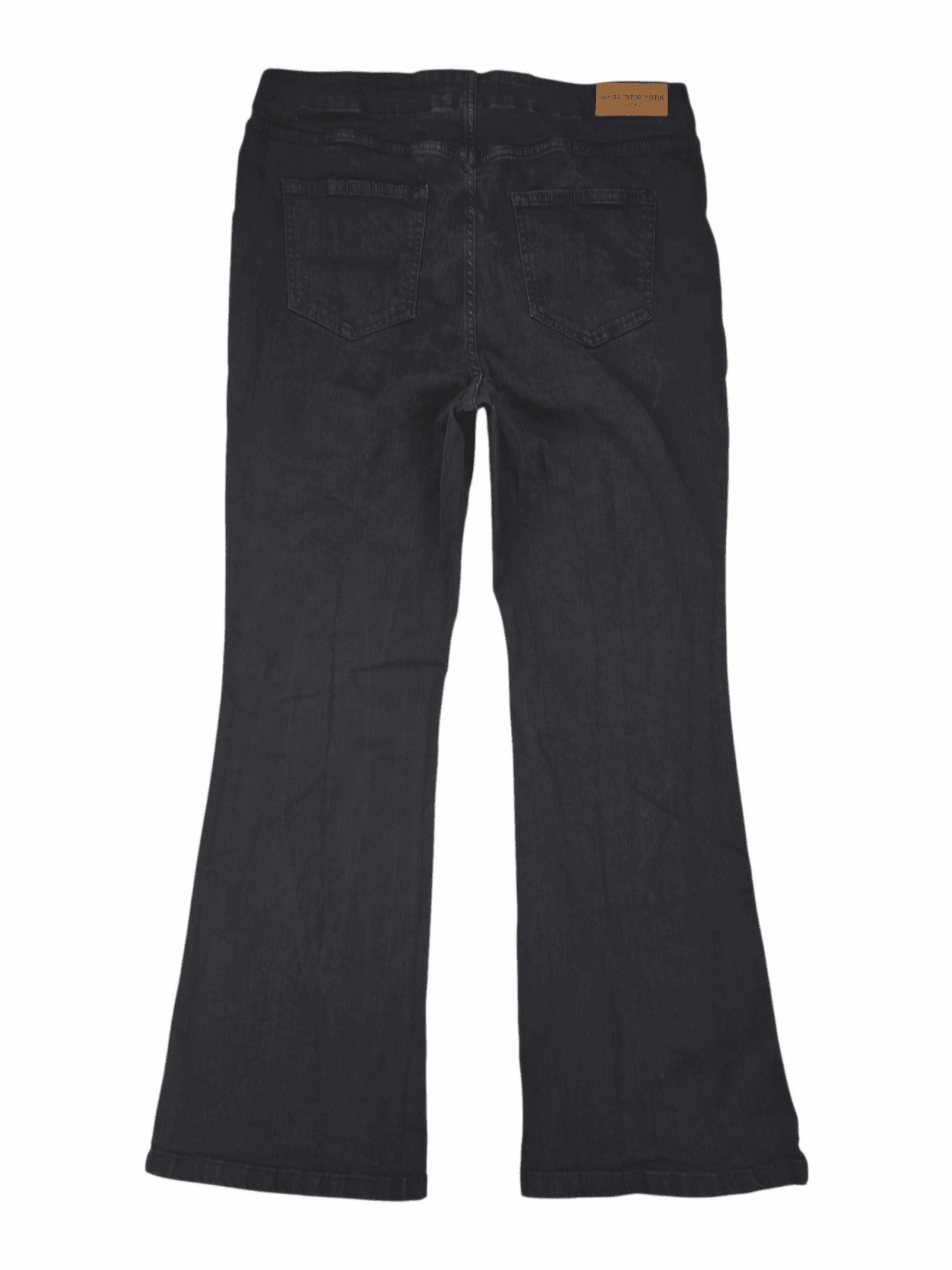 Back view of Marc New York black flared jeans with button fly women’s size 16