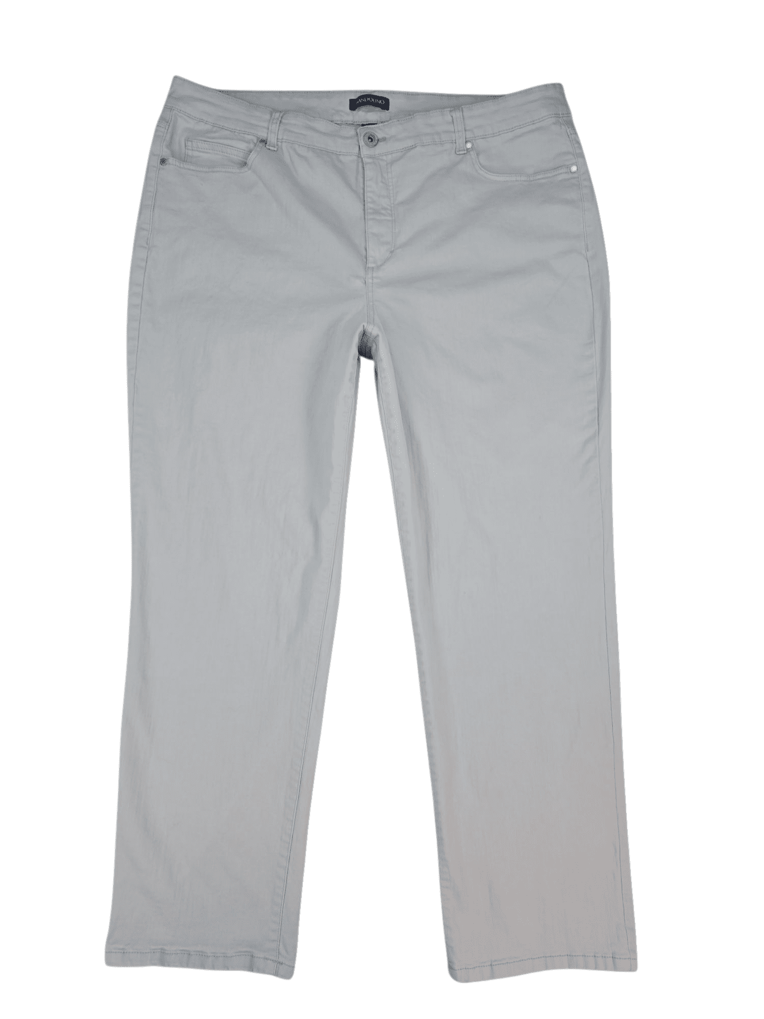 Front view of Bandolino Mandy light tan straight leg tummy control jeans size 20W