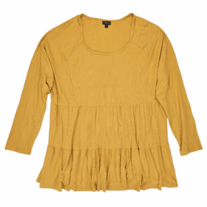 Front view of Torrid yellow ribbed scoop neck long sleeve top women’s size 3X