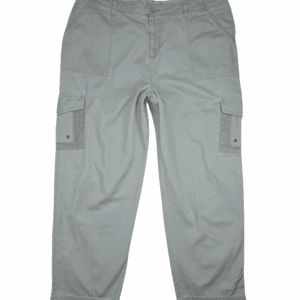 Caribbean Joe Woman Light Green Cargo Pants Front View Size 20W – Plus Size Utility Cotton Pants with Pockets