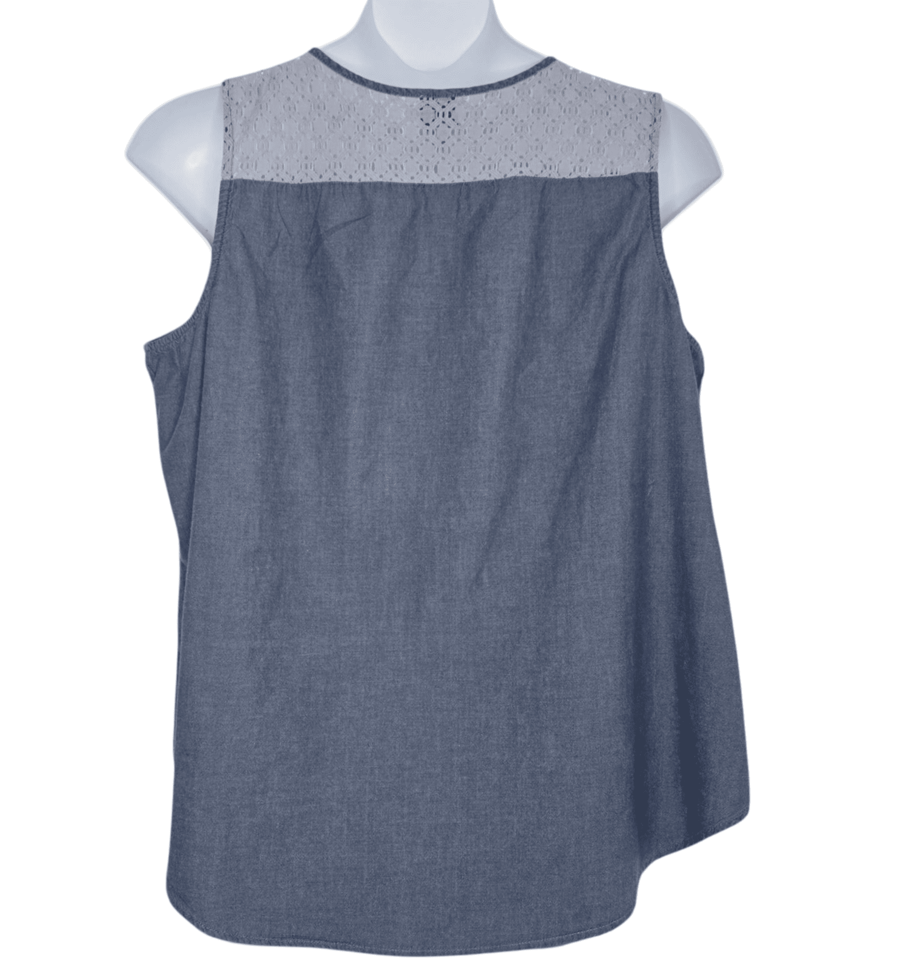 Back view of Como Vintage white cotton tank top with lace detail women’s size 3X