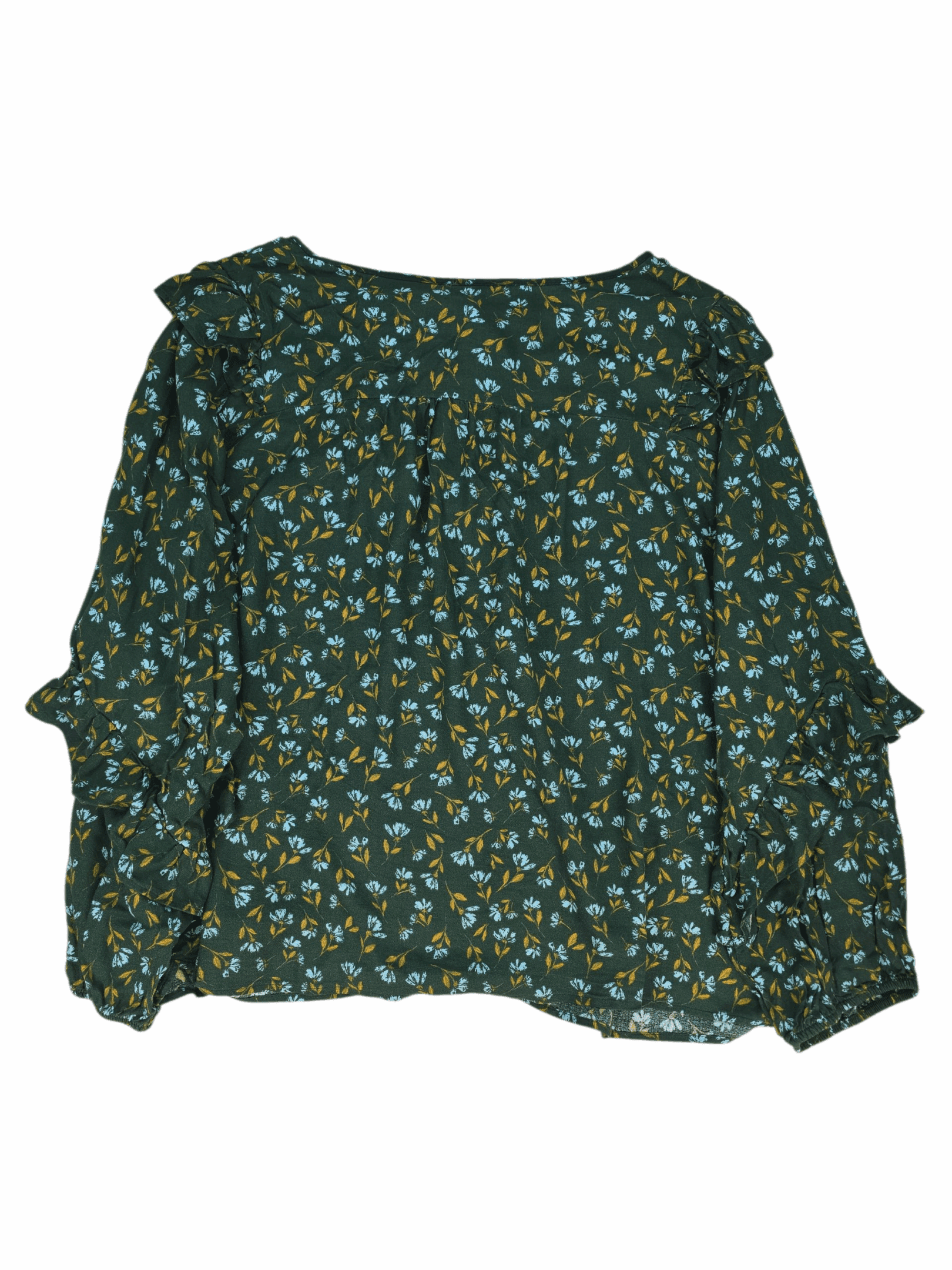 Back view of Sonoma green floral ruffle pullover blouse women’s size 4X