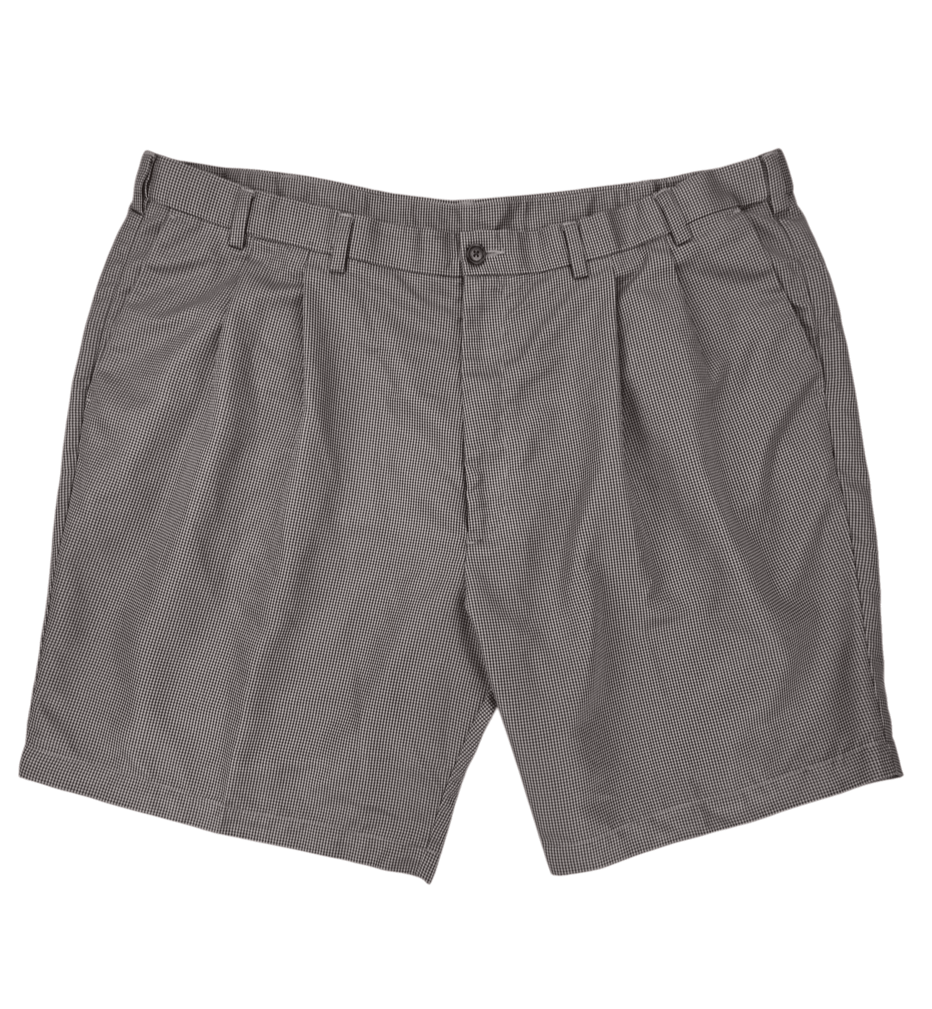 Front view of Roundtree & Yorke brown and khaki pleated shorts men’s size 48