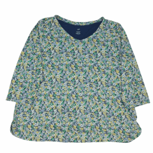 Front view of J. Jill Pima floral V-neck three-quarter sleeve tee women’s size 2X