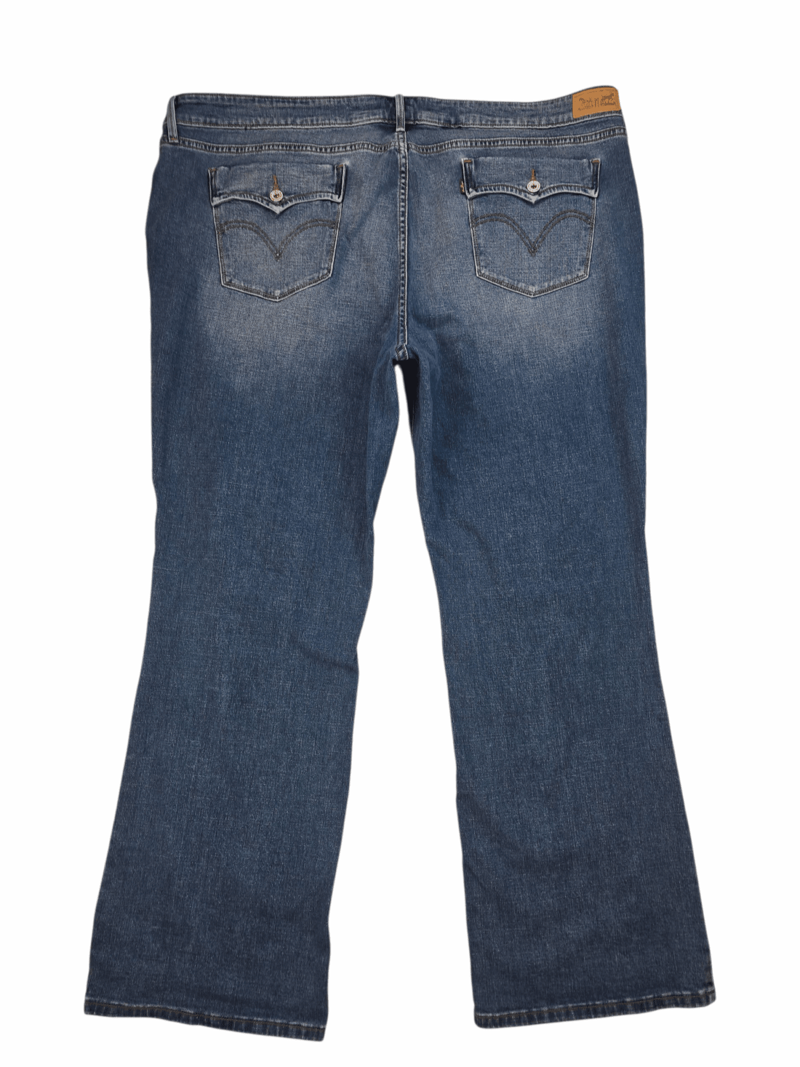 Back view of Levi’s 590 bootcut blue jeans women’s size 24W