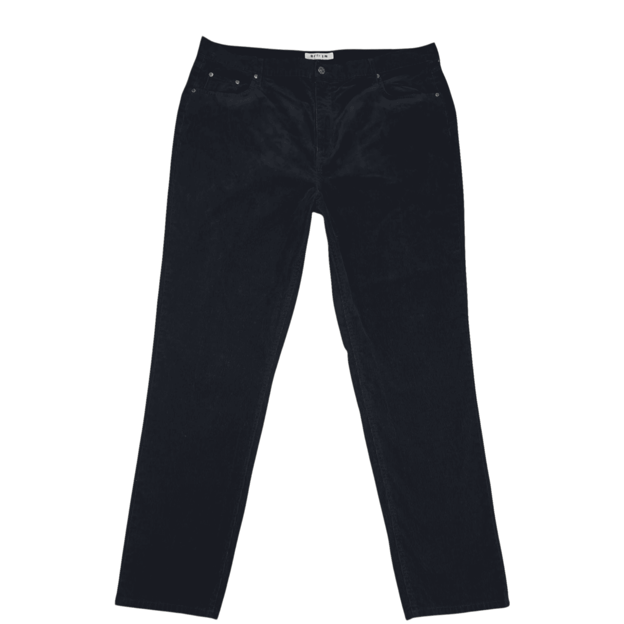 Front view of Boden black corduroy tapered leg pants women’s size 20–22 long