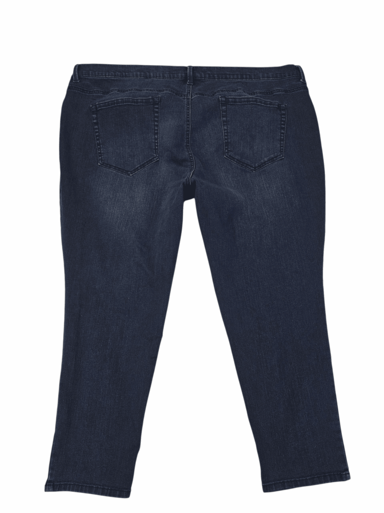 Back view of Gloria Vanderbilt Amanda skinny dark blue jeans with tummy control women’s size 24W short