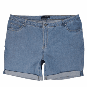 Denim 24/7 women’s plus size 24W light blue jean shorts with folded cuff front view