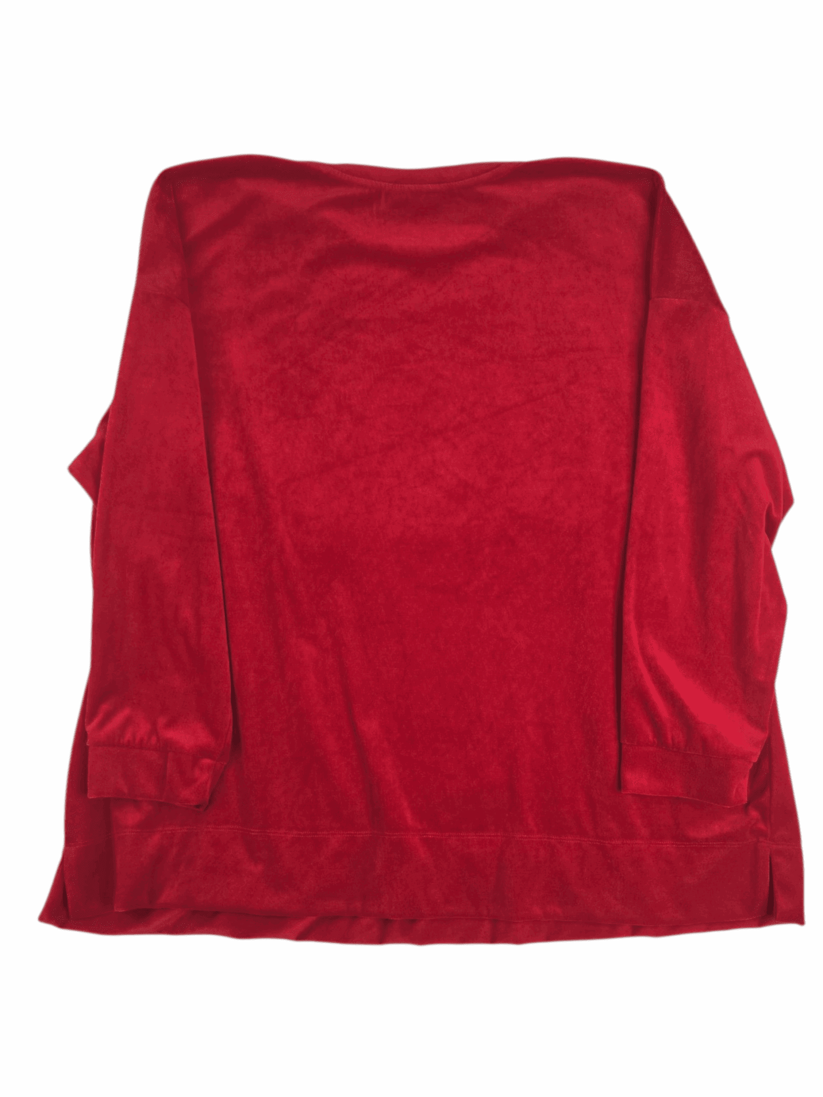 Back view of Woman Within women’s size 2X red velour pullover top