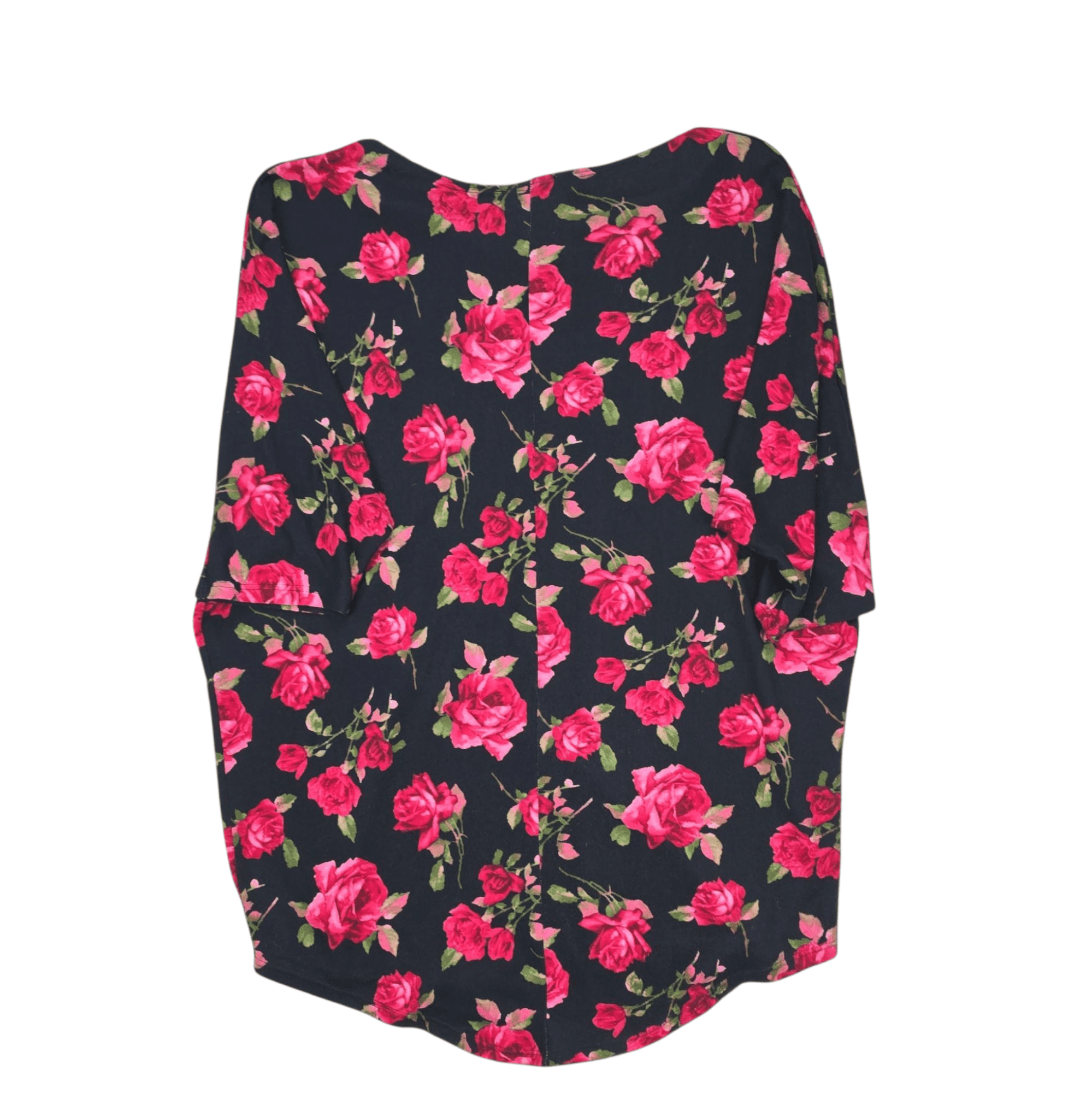 Back view of Bobbie Brooks plus size black floral kimono sleeve sweater size 2X