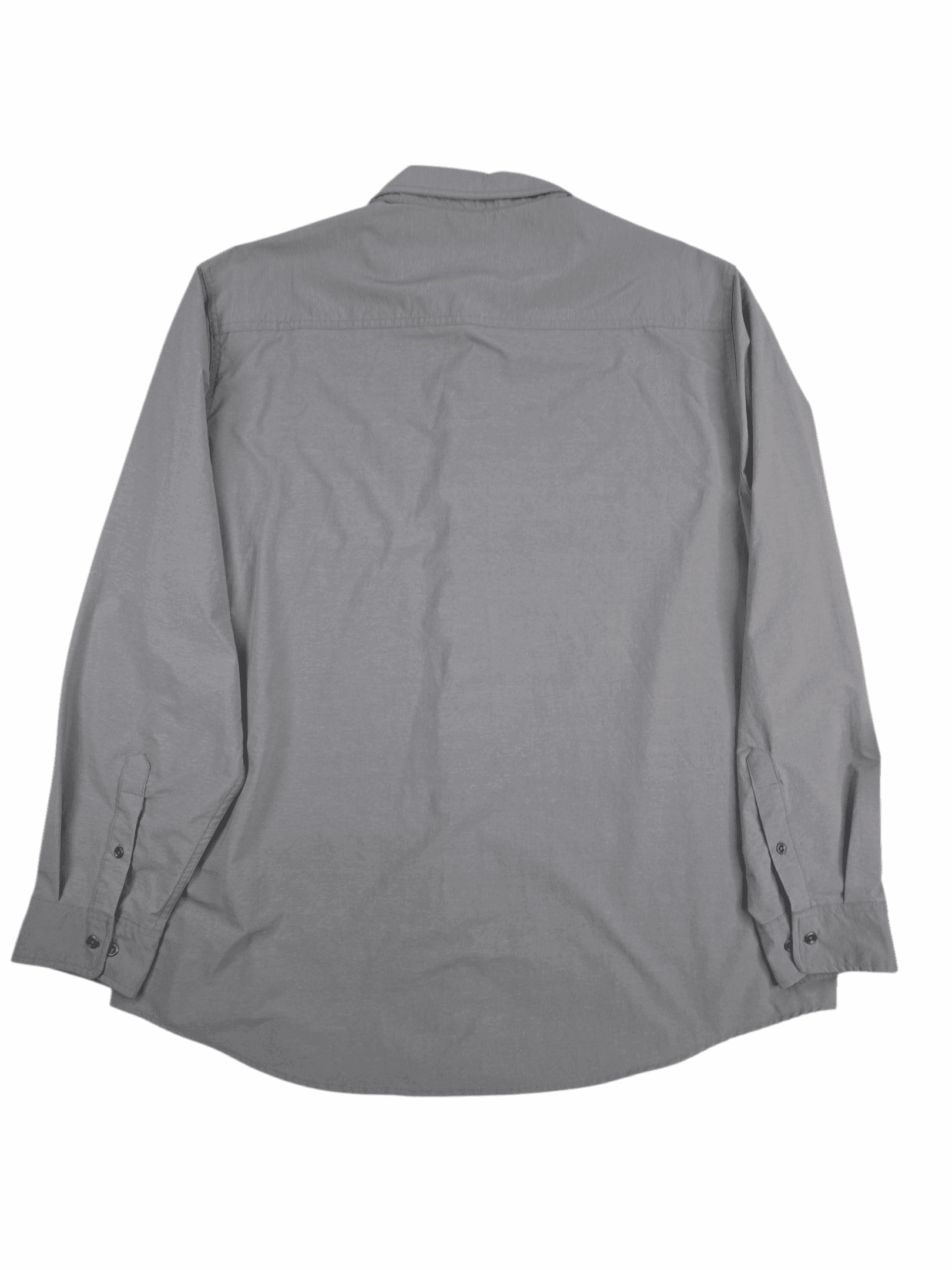 Back view of Swiss Tech men’s size 3XL gray long sleeve button-up shirt