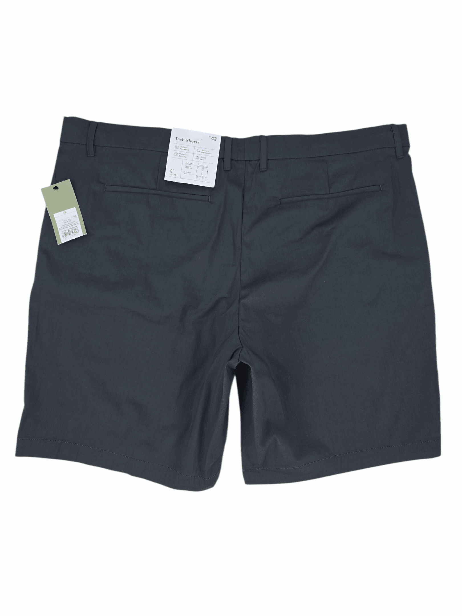 Back view of NWT Goodfellow & Co smoky gray tech shorts men’s size 42
