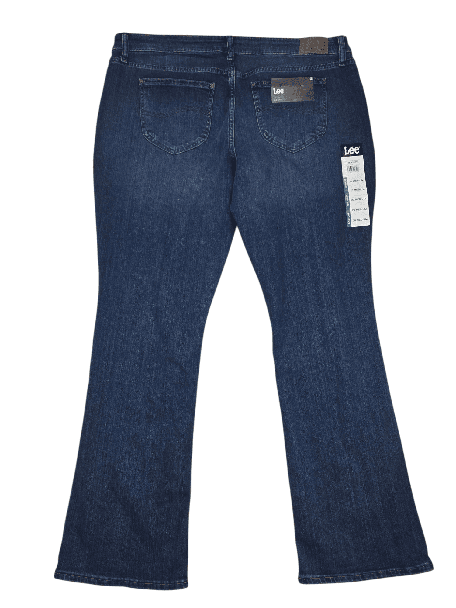 Back view of NWT Lee mid-rise bootcut blue denim jeans size 20
