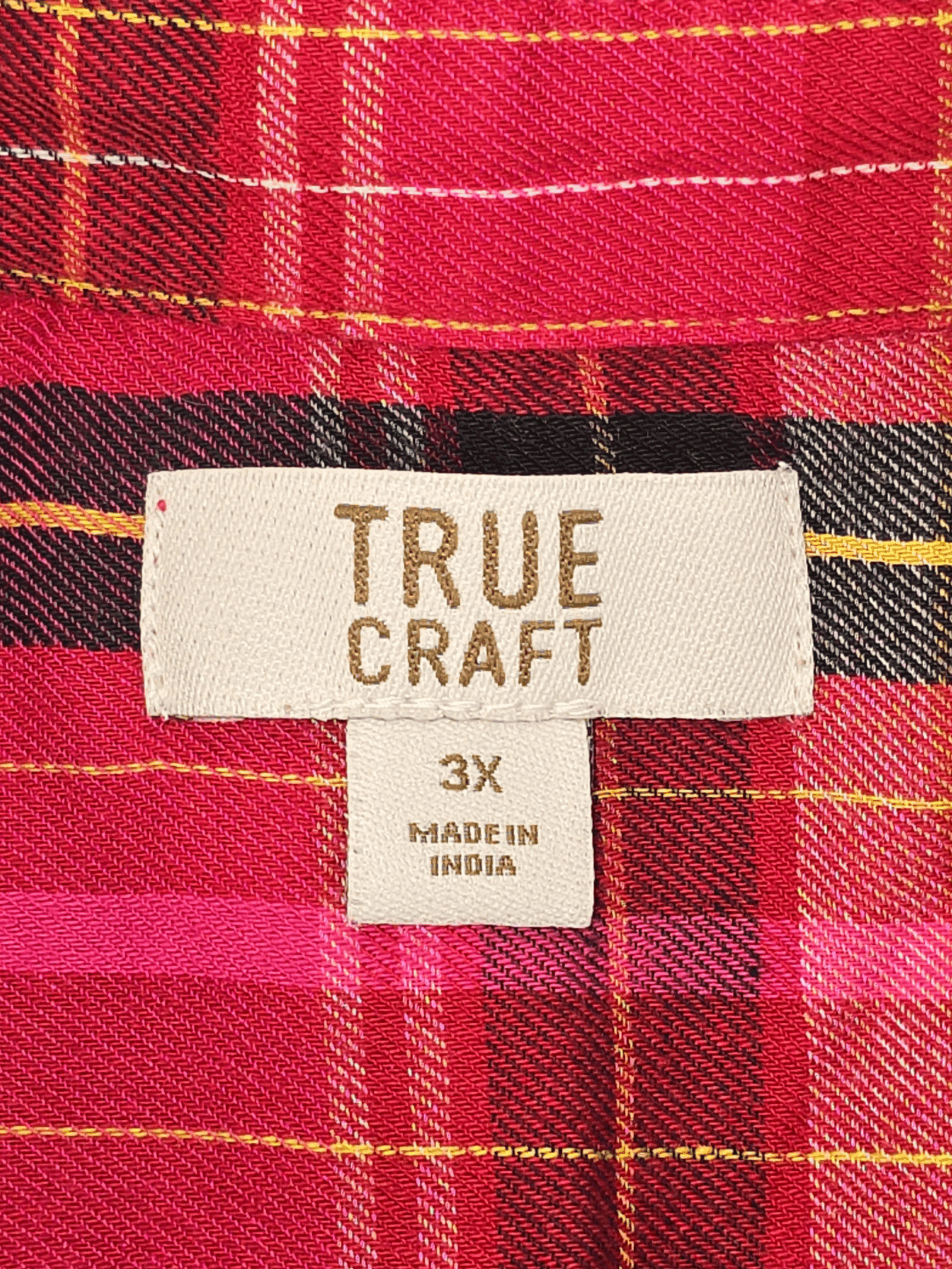 True Craft Pink & Black Checked Button-Up Shirt – SIZE 3X - Image 3