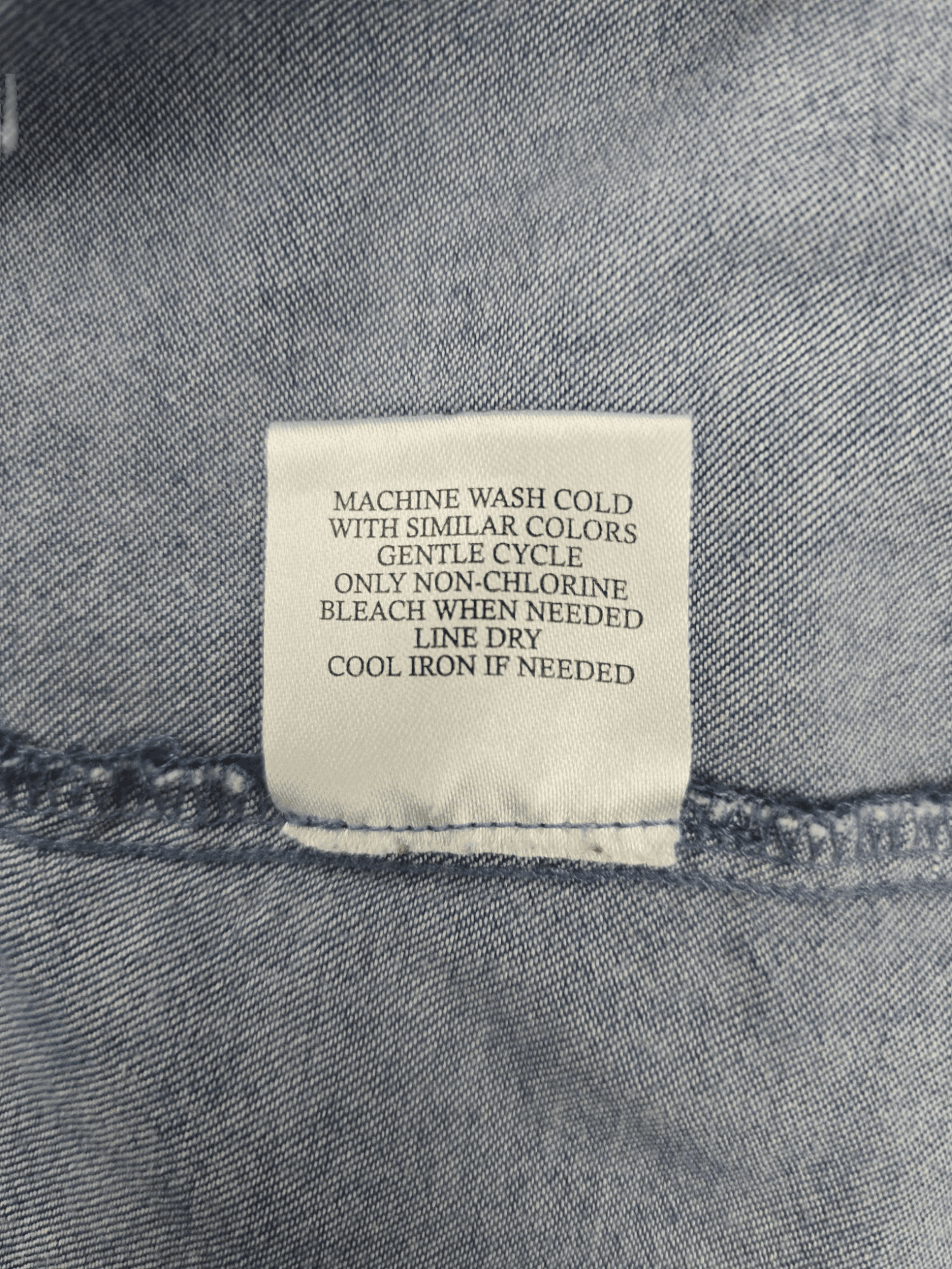 NWT True Craft blue jeans care instructions label