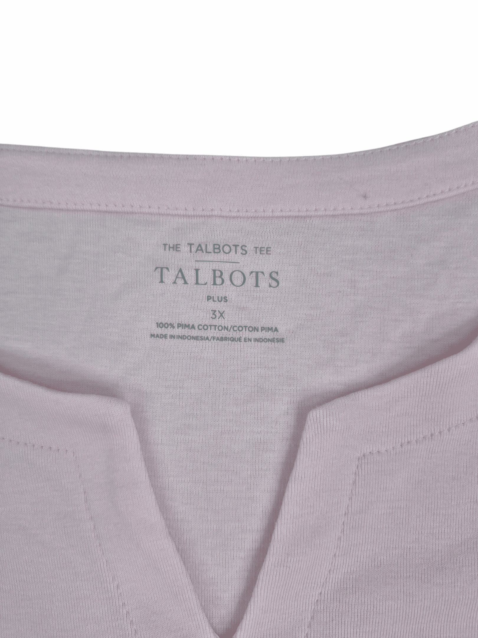 Talbots Women’s 3X medium pink Pima cotton split neck tee garment tag