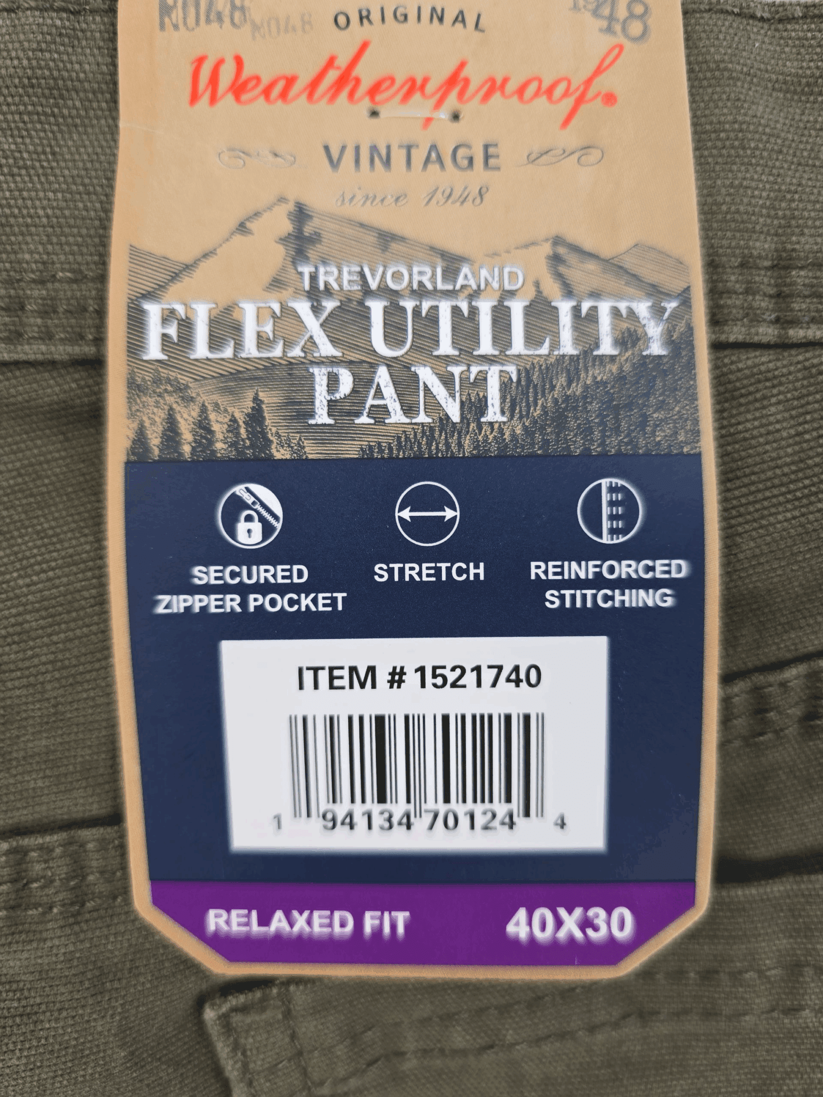 NWT Weatherproof Canvas Flex Utility Pants – SIZE 40x30 - Image 3