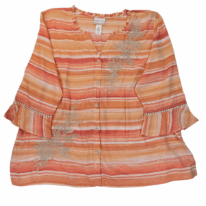 Front view of Alfred Dunner orange embroidered pullover top women’s size 3X