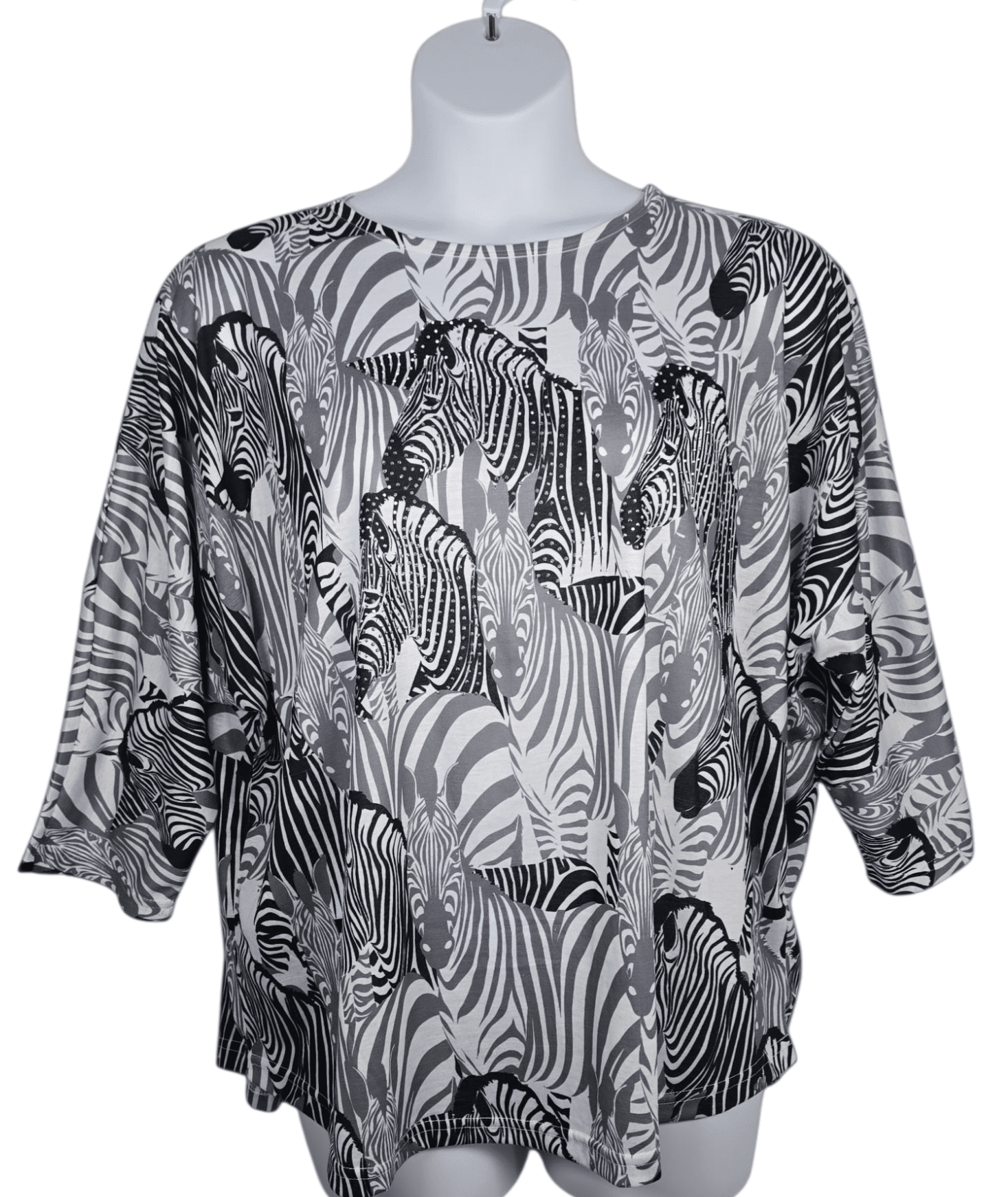 Cynthia Rowley women’s size 2X zebra print studded top front view