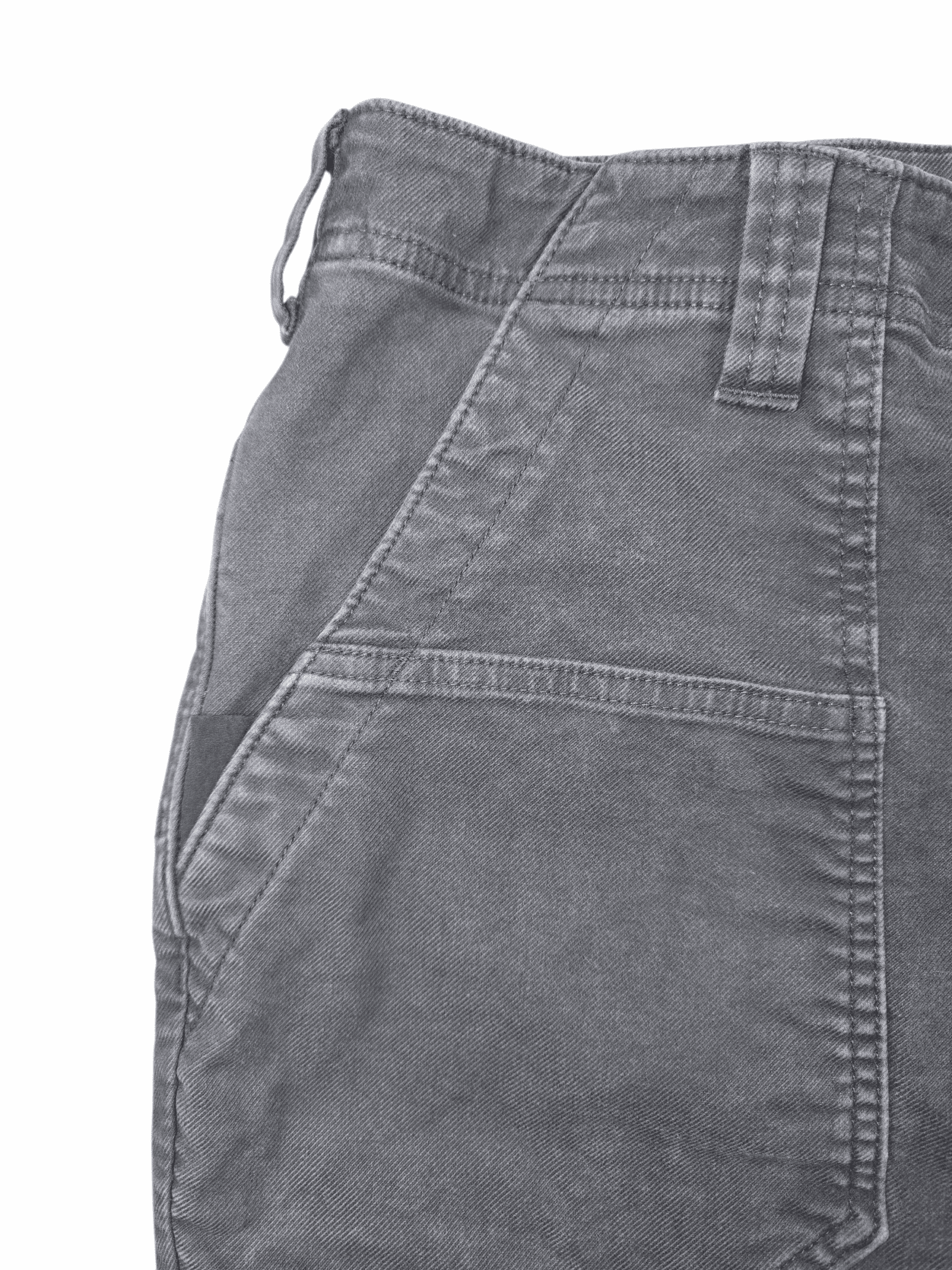 5.11 Tactical Men’s 42x30 gray twill stretch pants close-up of slash pockets & texture