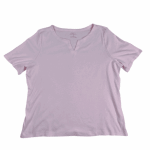 Talbots women’s size 3X medium pink Pima cotton split neck tee front view