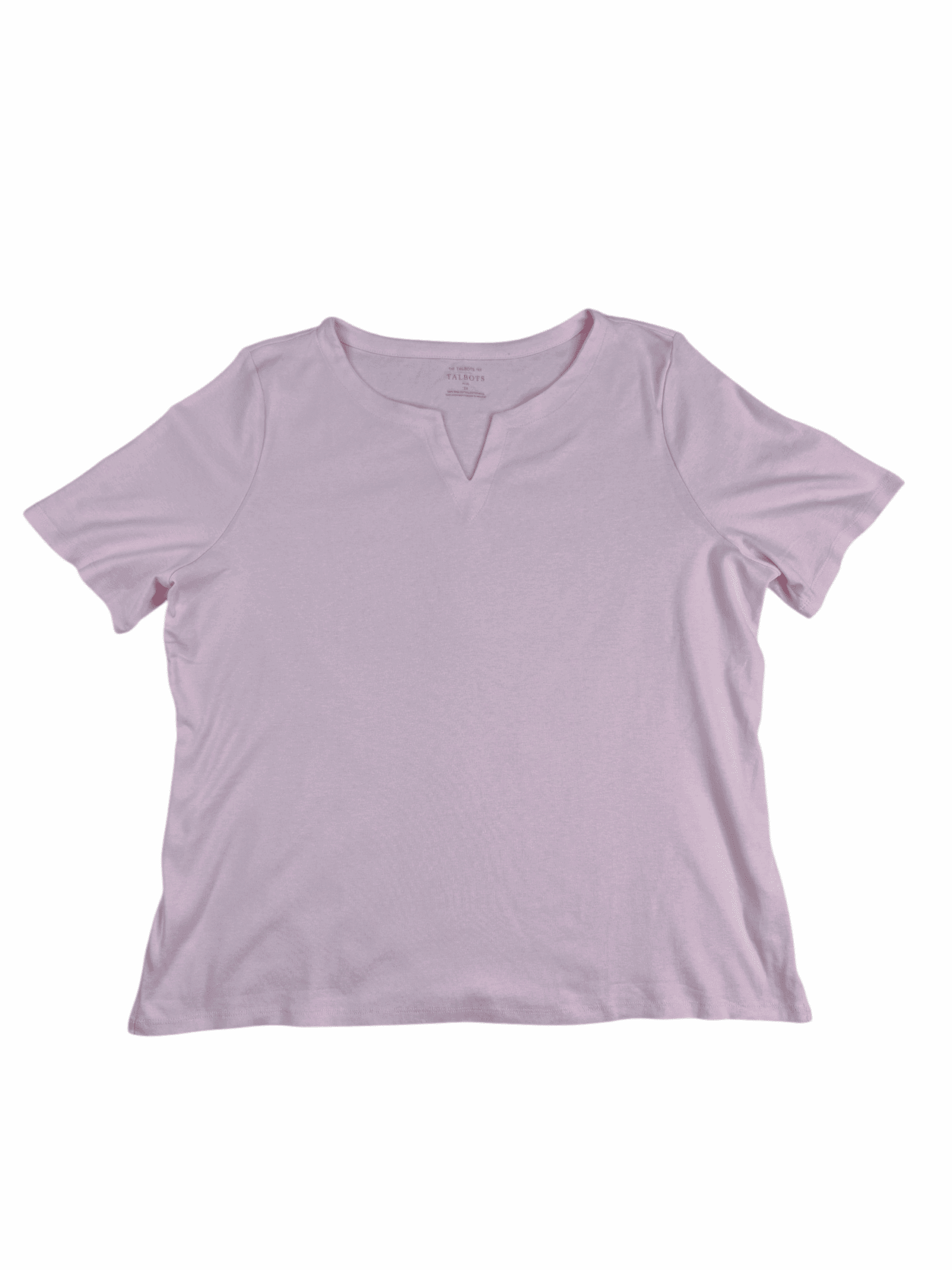 Talbots women’s size 3X medium pink Pima cotton split neck tee front view