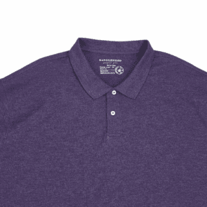 Close-up of collar and buttons on NWT Saddlebred purple Perfect Polo Easy Care shirt men’s size 3X