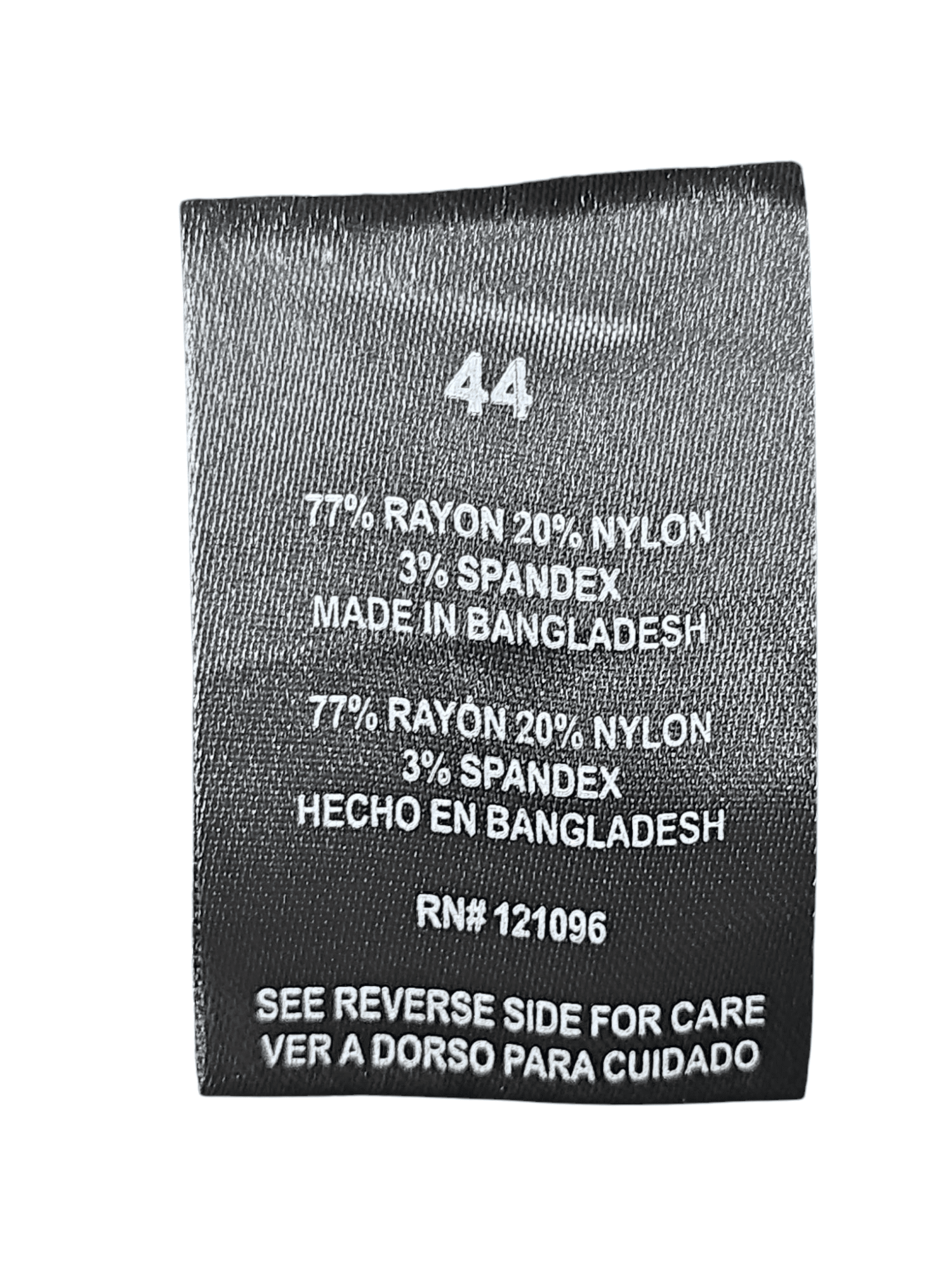 Material and Care Tag for Copper & Oak Green Utility Comfort Flex Shorts Size 44W – Cotton Spandex Blend Machine Washable