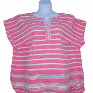 Talbots women’s size 2X pink and white striped linen pullover top front view