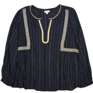 Michael Kors women’s size 2X navy blue gold-zip shirt front view