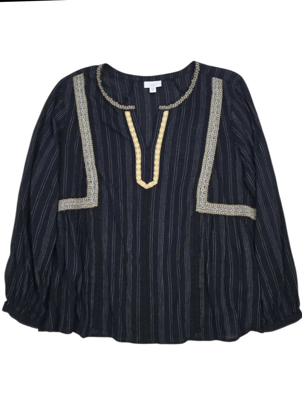 Michael Kors women’s size 2X navy blue gold-zip shirt front view