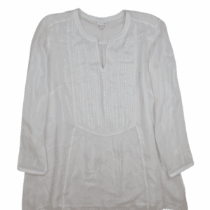 J. Jill women’s size 2X ivory embroidered rayon top front view