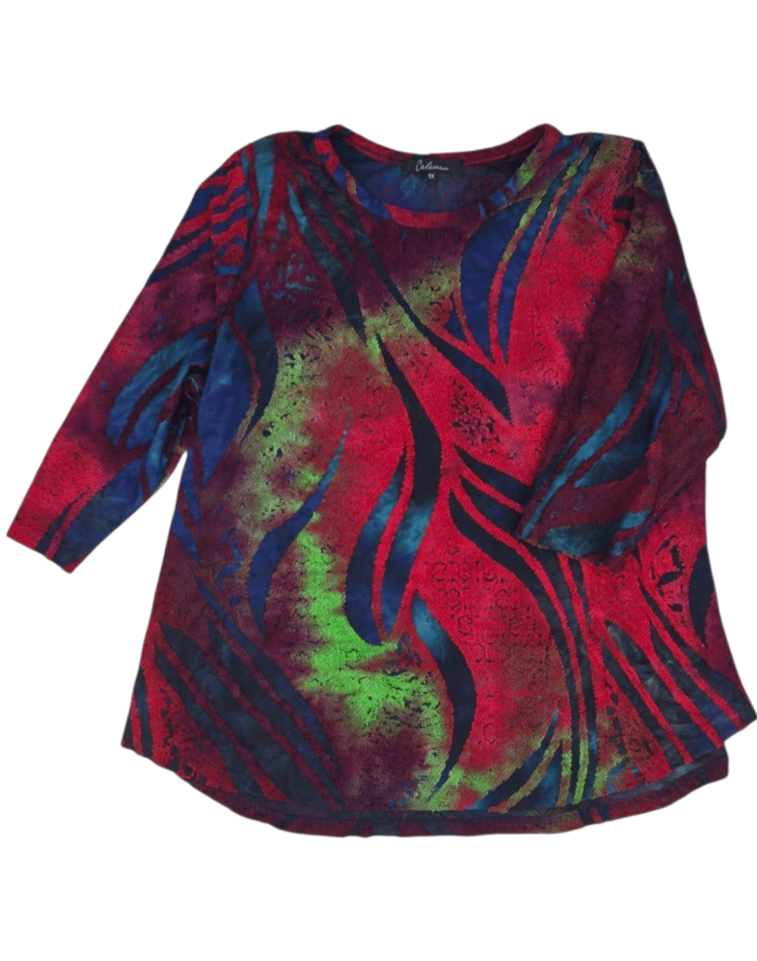 Calessa women’s size 1X multicolor textured pullover top front view